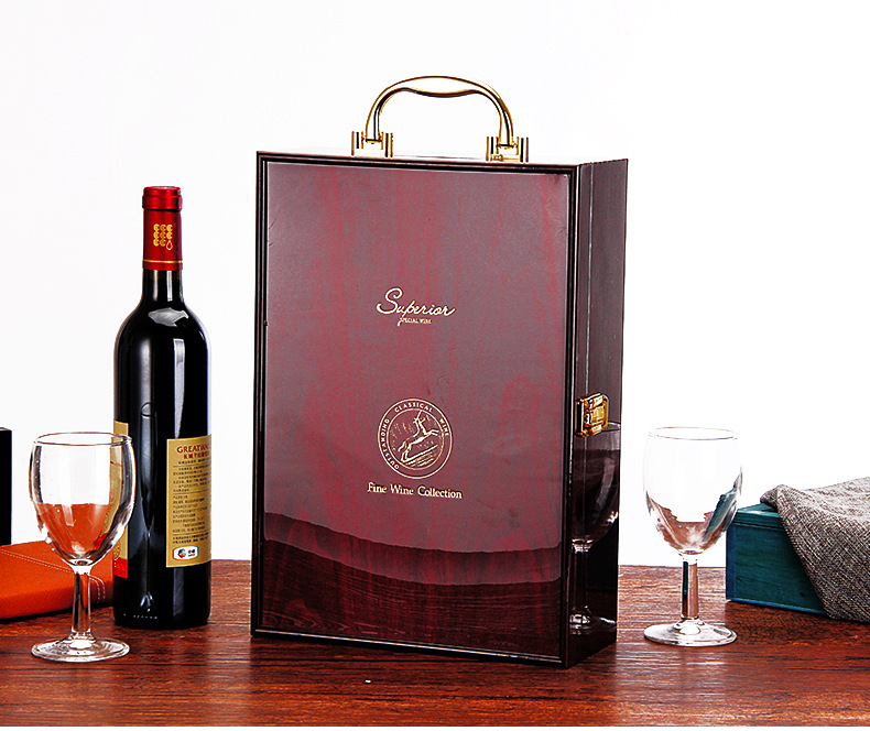 廠家直供紅酒禮盒手提式紅酒盒木盒紅酒禮品盒葡萄酒包裝盒