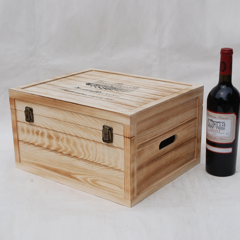 【紅酒木盒 六支裝實木翻蓋烤色葡萄酒包裝禮盒 廠家直銷】圖片,海量精選高清圖片庫_曹縣普連集鎮慶斌工藝品廠-中國網庫