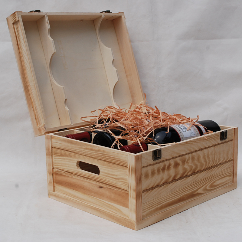 【紅酒木盒 六支裝實木翻蓋烤色葡萄酒包裝禮盒 廠家直銷】圖片,海量精選高清圖片庫_曹縣普連集鎮慶斌工藝品廠-中國網庫